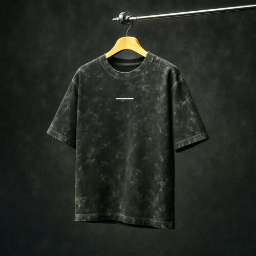 Front view of Dusters Vintage Tees – Charcoal fade [Black] inspired by Dusters vintage tees
